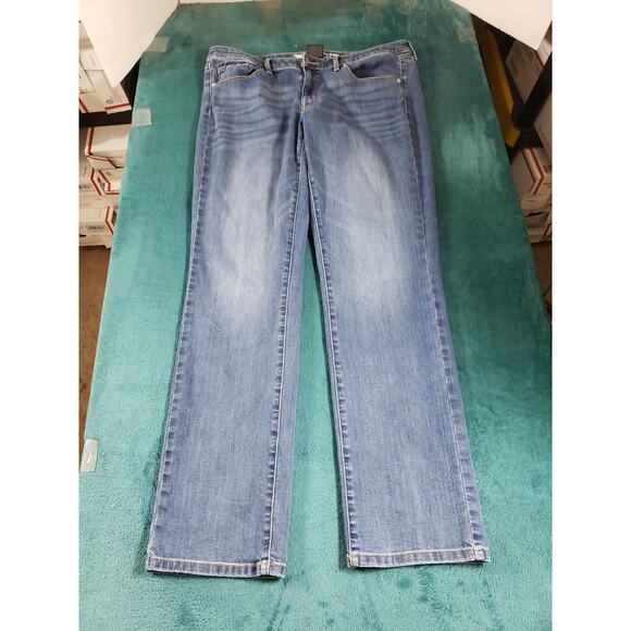 Mossimo Jeans Size 14 Womens Blue Stretch Denim Pants Ladies Mid Rise Straight - Picture 1 of 11